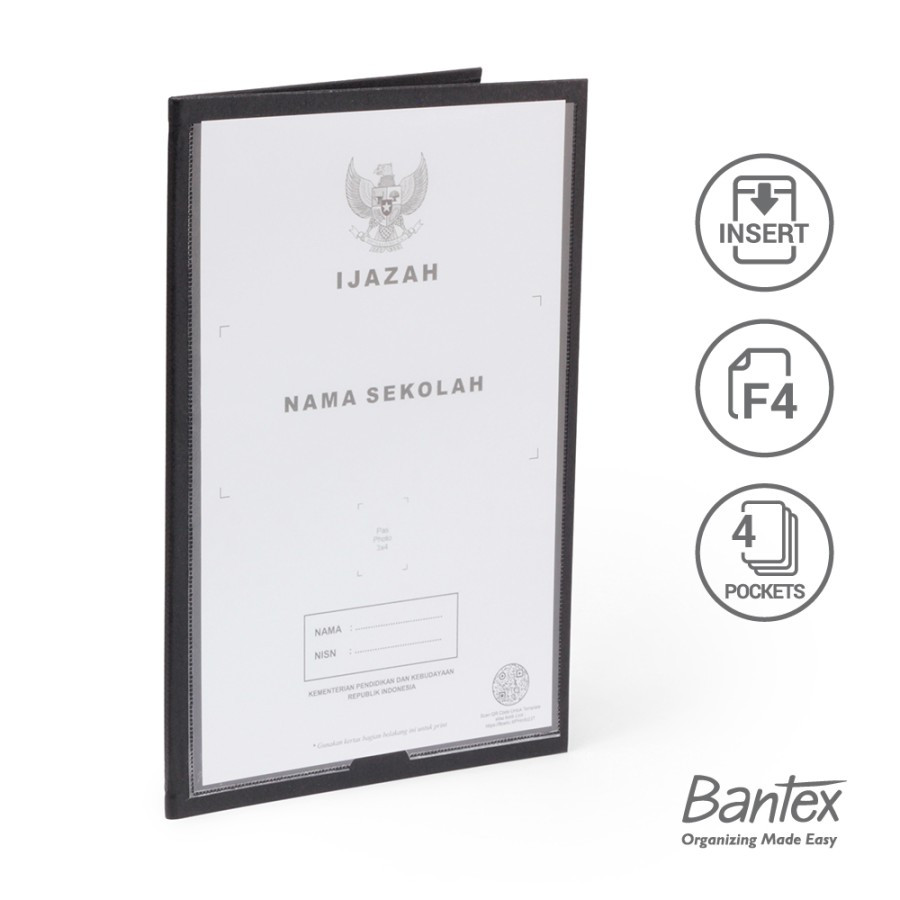 

Bantex Map Ijazah Folio Insert 4 Pocket Black #1027I 10 (pcs)