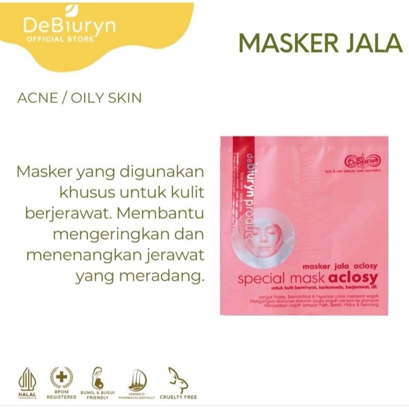 DeBiuryn Masker Wajah Jerawat Berminyak Anti Acne Special Mask Aclosy 20gr
