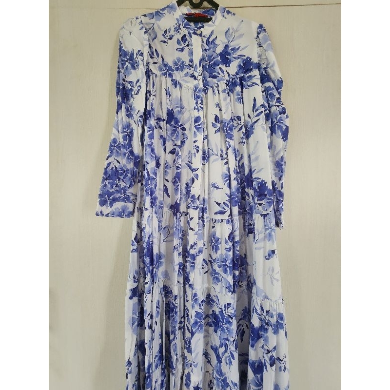 Into The Blue Tiered Maxi Cotton Dress - Benang Jarum