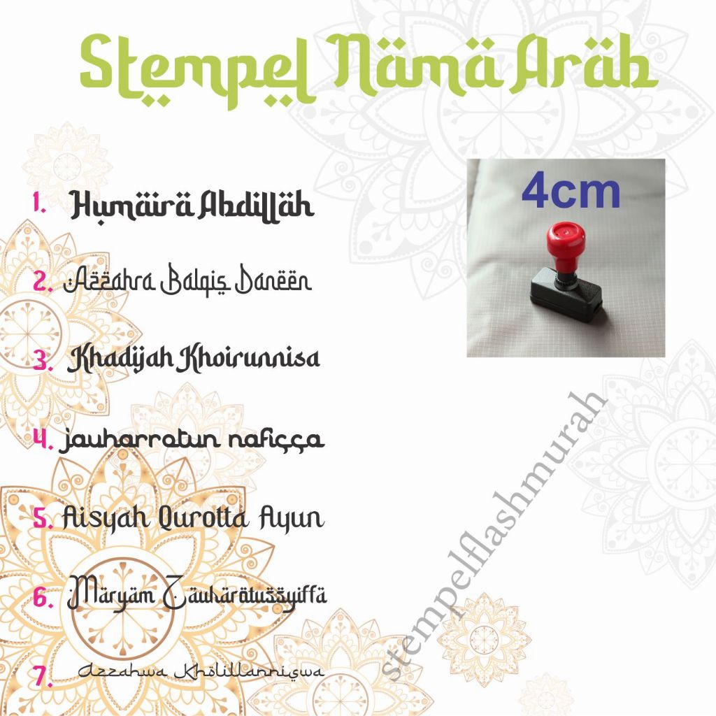 

stempel nama 4cm 5cm arab ramadan lebaran kartu ucapan nama idul fitri eid mubarak kareem flash stamp otomatis