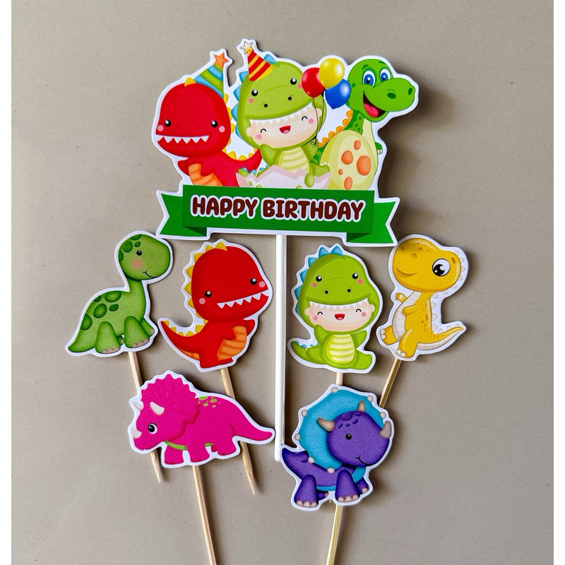 TOPPER DINO / (LA-001) CAKE TOPPER DINO / TOPPER KUE DINOSAURUS / HIASAN KUE DINO / TOPPER CAKE DINO