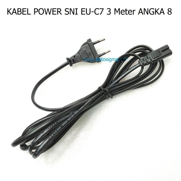 KABEL POWER EU to C7 SNI 3 meter 3M ANGKA 8 for TV Proyektor Mini T2 pro Max Android ps4 sony