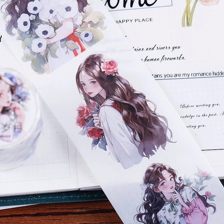 

(Kiricart) MINGLAN Girl PET/Washi sticker tape DIY Journal Scrapbook Decorative