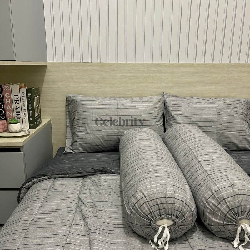 bedcover dan sprei set katun lokal anti geser (Bonus tas bedcover)