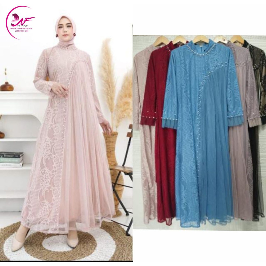 GAMIS MUSLIMAH TERBARU BROKAT AZURA 09962 I Gamis Pesta Kondangan I Gamis wisuda Muslimah I Jumbo LD