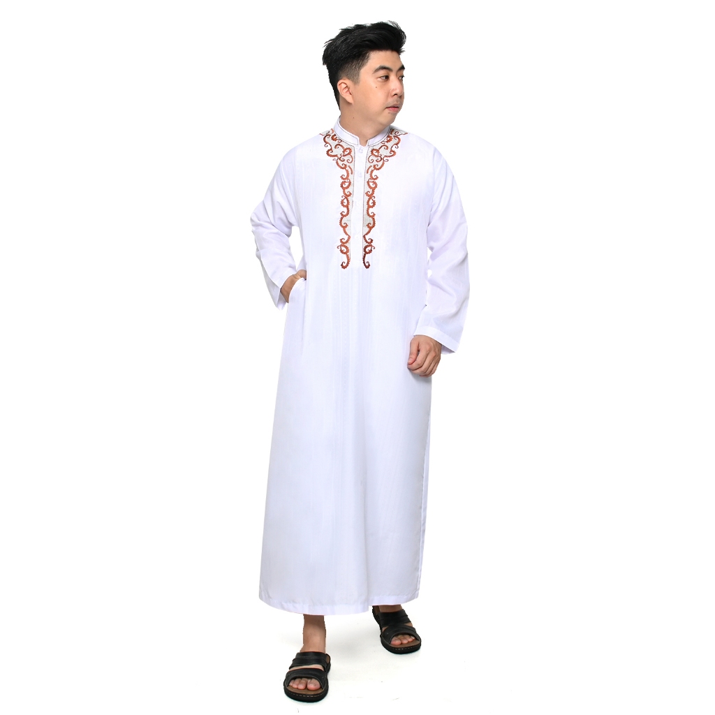 jubah gamis pria bordir jubah putih gamis pria