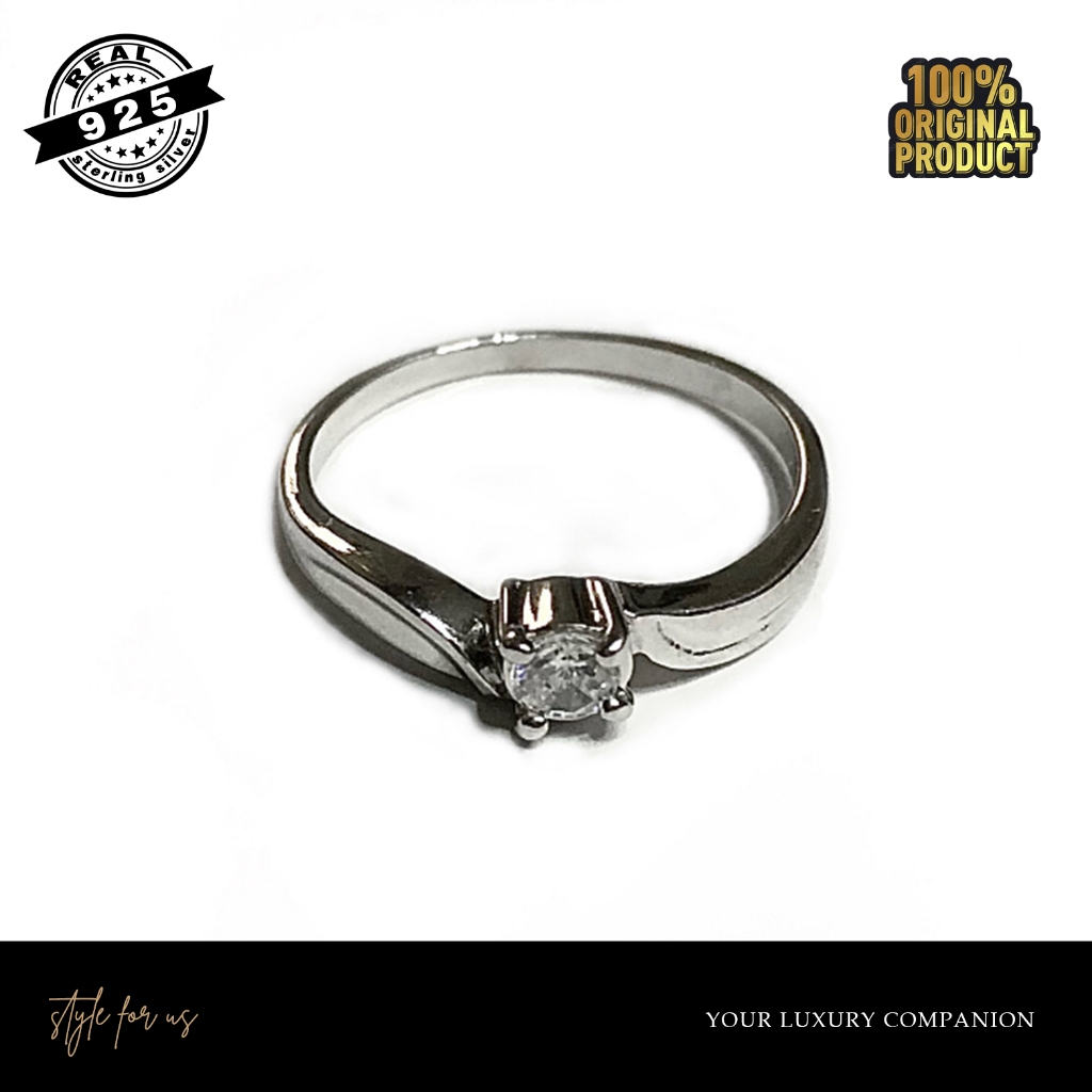 True Diamond - Cincin Perak Silver 925 ASLI Lapis Emas Putih kode A2 - Style for Us Jewelry - CINCIN
