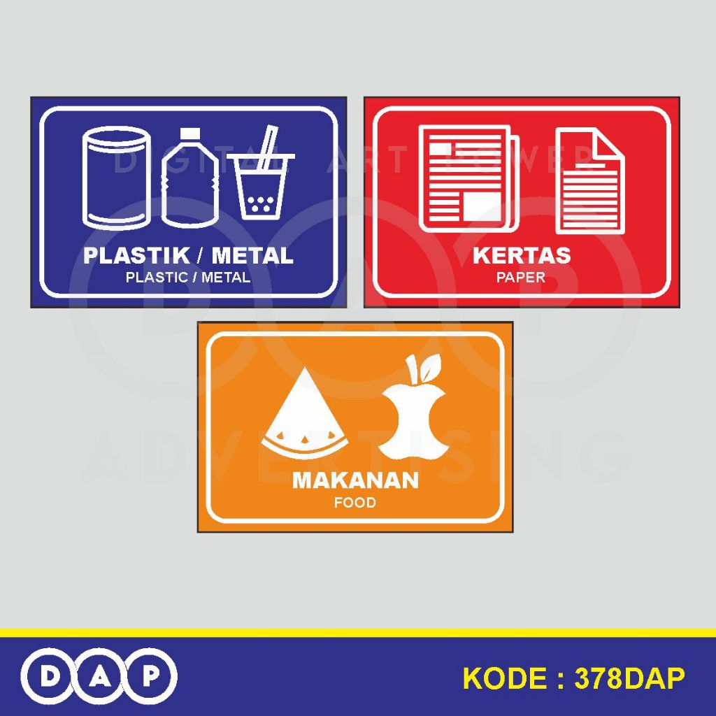 

378 - STIKER JENIS SAMPAH - 30 X 20 CM - VYNIL - TERBAIK