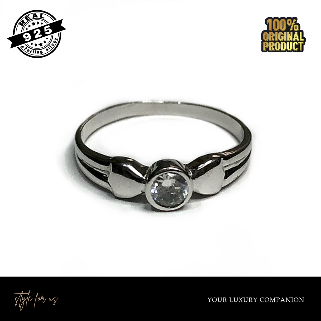 Butterfly Diamond - Cincin Perak Silver 925 ASLI Lapis Emas Putih kode A12 - Style for Us Jewelry - 