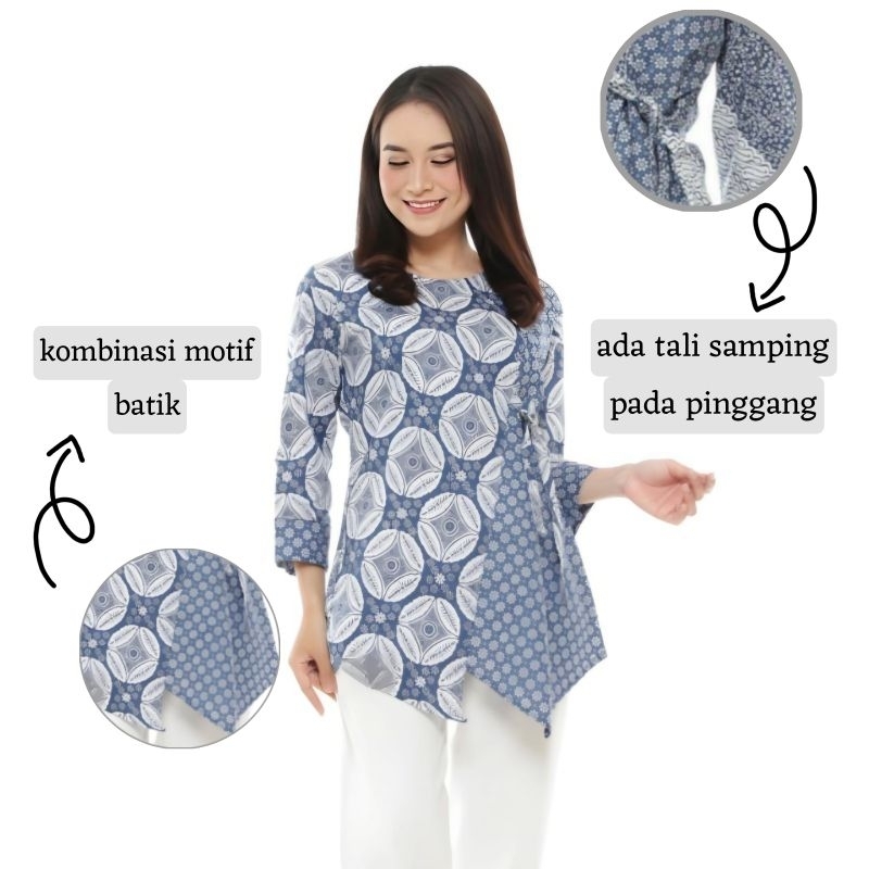 BAJU BATIK WANITA MODERN MONALISA GENES M,L,XL asli PEKALONGAN || jumputan