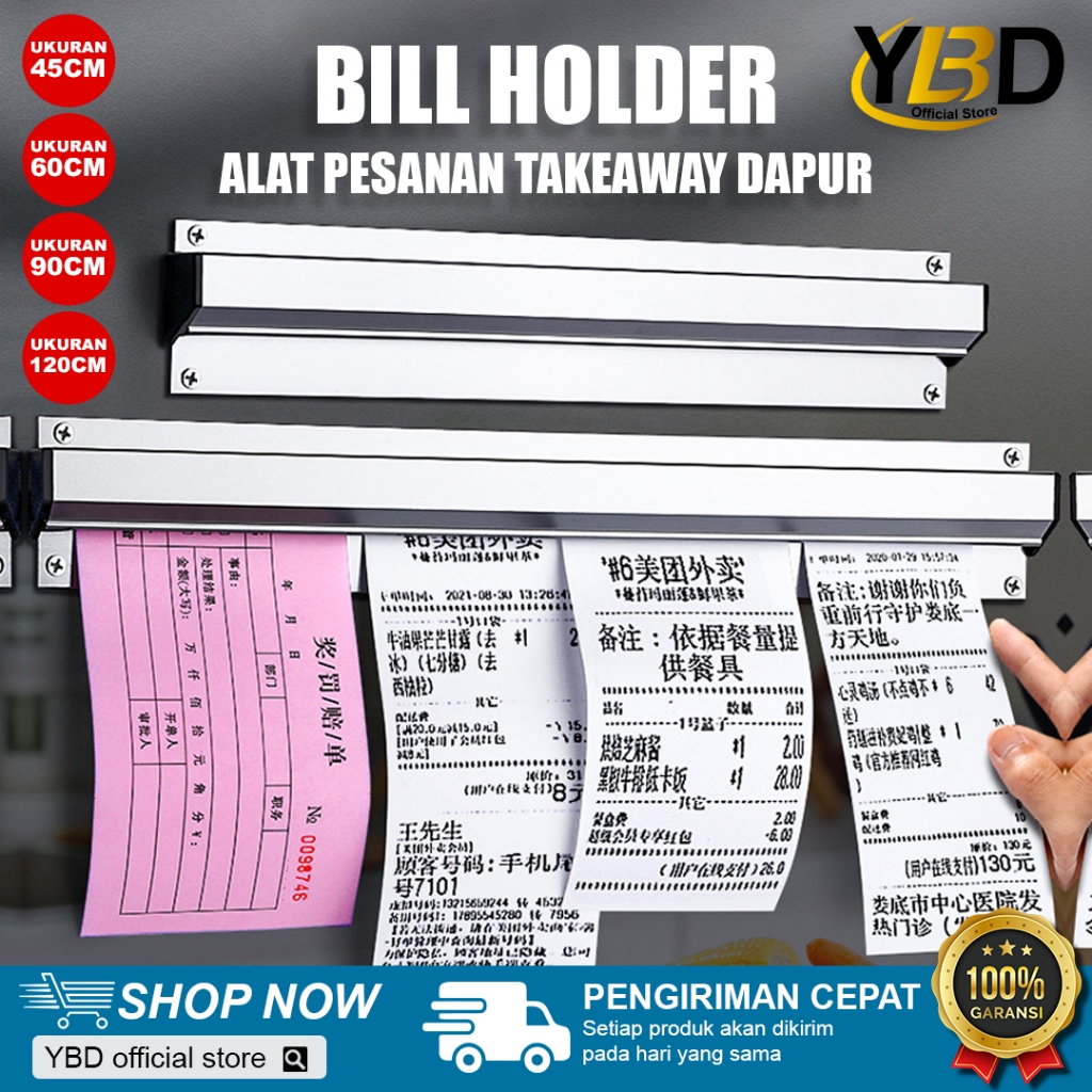 

Bill Holder/ Receipt Holder/ Capitan Nota Stainless 45x6 cm/60*6cm/90*6cm / Alat Takeaway dapur / Receipt Holder / Penjepit Kertas Bon Bill Tab Grabber Aluminum Bill Holder Restaurant Getra Cafe / bill holder restaurant