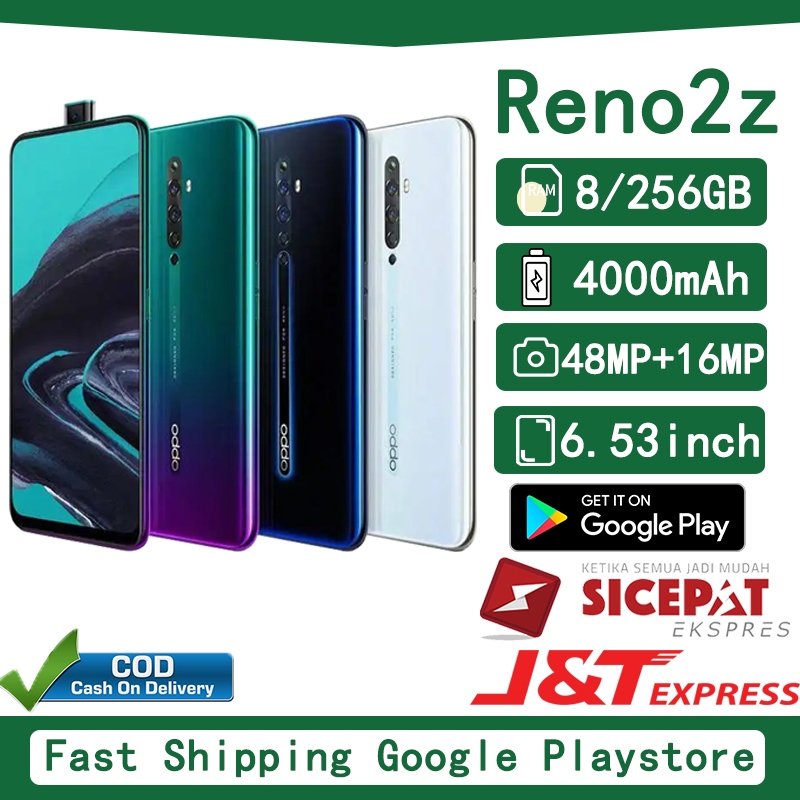HP OPPO Reno2Z Ram 8/256GB Smartphone 4G LET 6.53 inch Dual SIM 48MP+16MP Handphone Indonesia