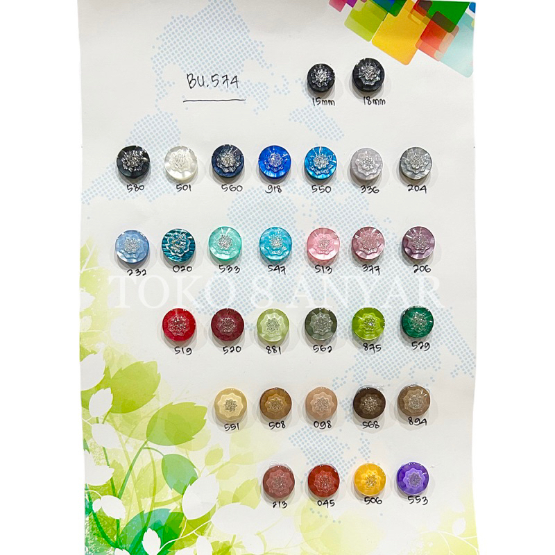 Kancing Hias Baju Wanita 15 mm / 18 mm | BU 574 | 144 pcs
