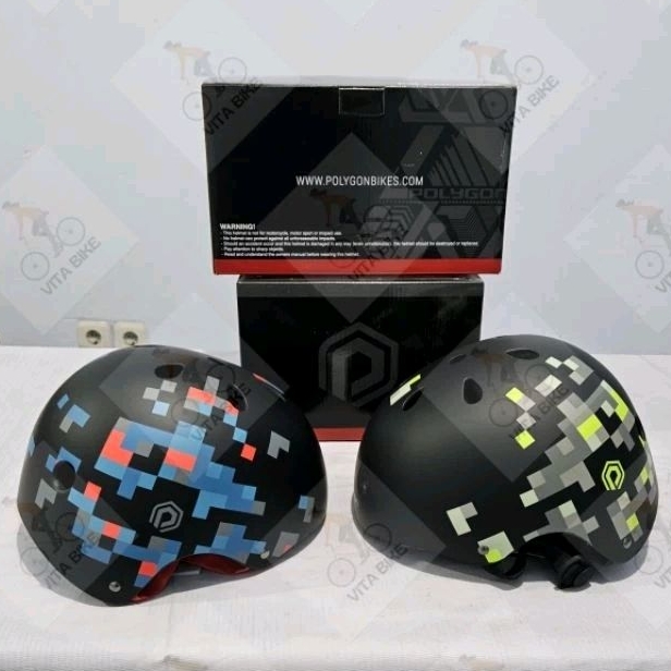 Helm Sepeda BMX Model Batok Polygon Pixel Green Matt