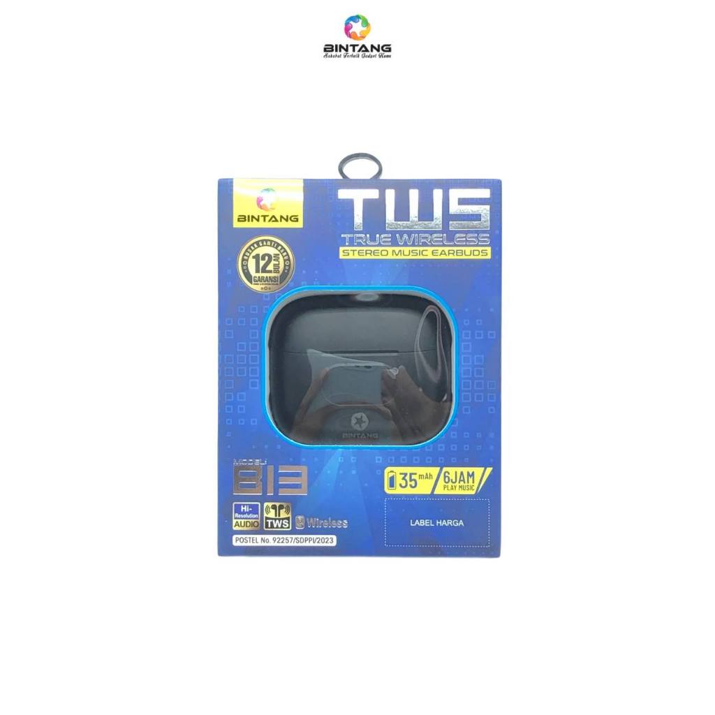 HEADSET EARPHONE BLUETOOTH TWS BINTANG B13