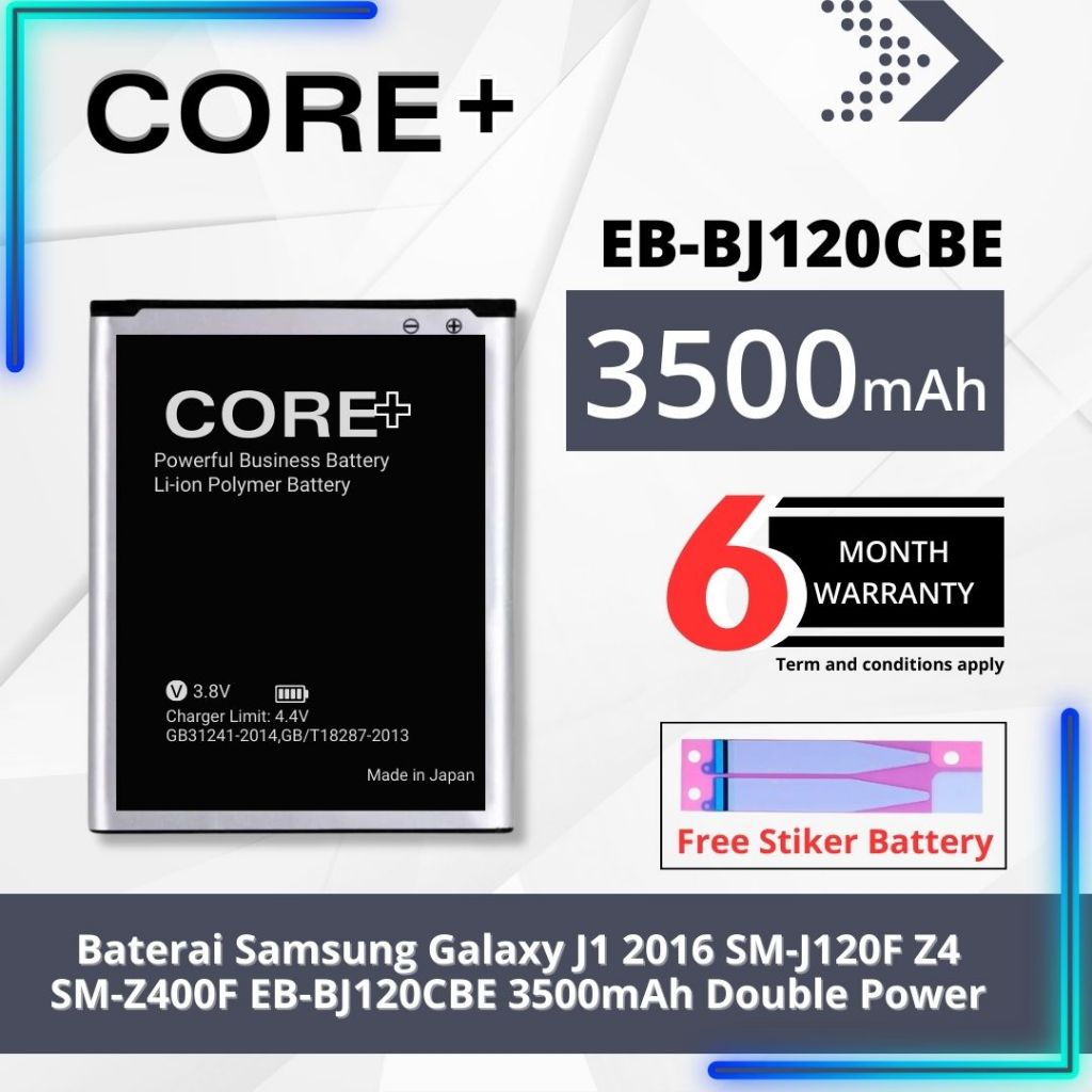 Baterai Samsung Galaxy J1 2016 SM-J120F Z4 SM-Z400F EB-BJ120CBE 3500mAh Double Power