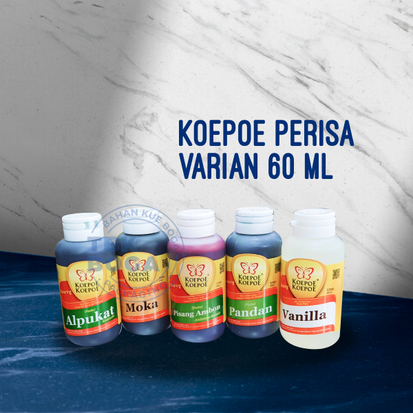 

Koepoe Pasta 60 ml ( Pisang, Coklat, Moka, Pandan, Vanila, Cocopandan ) Pewarna Aroma Rasa Ekstrak