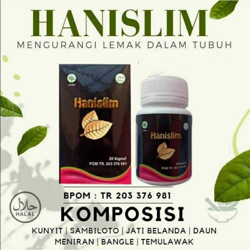 HANISLIM OBAT PELANGSING BADAN ISI 30 KAPSUL ORIGINAL BPOM