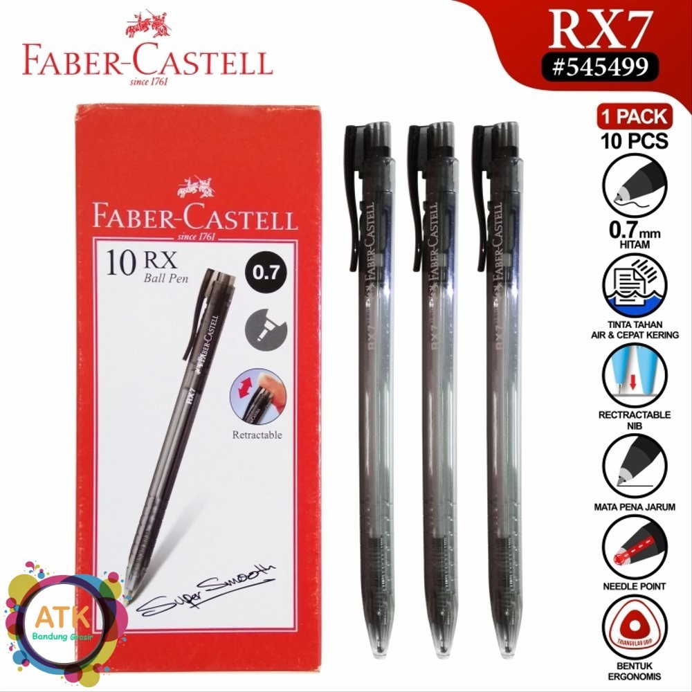 

Pulpen Faber castell RX7 0.7mm Tinta Hitam Biru Merah Grosir Murah