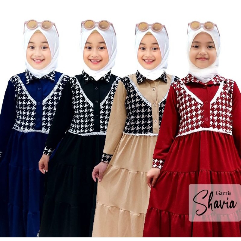 Gamis anak rompi motif dress muslim anak perempuan