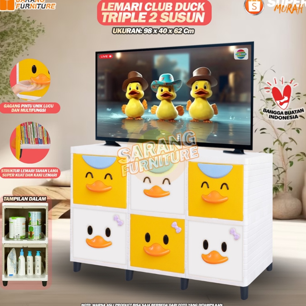 Oke Pr Lemari Pakaian Plastik CLUB AA DUCK CAD Laci Susun 2 3 4 5 Pintu Boneka Kuning Putih BEBEK Pr