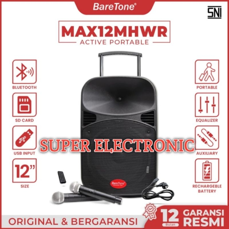 Speaker Portable Baretone Max12mhwr Original Speaker Baretone 12inch Garansi Resmi