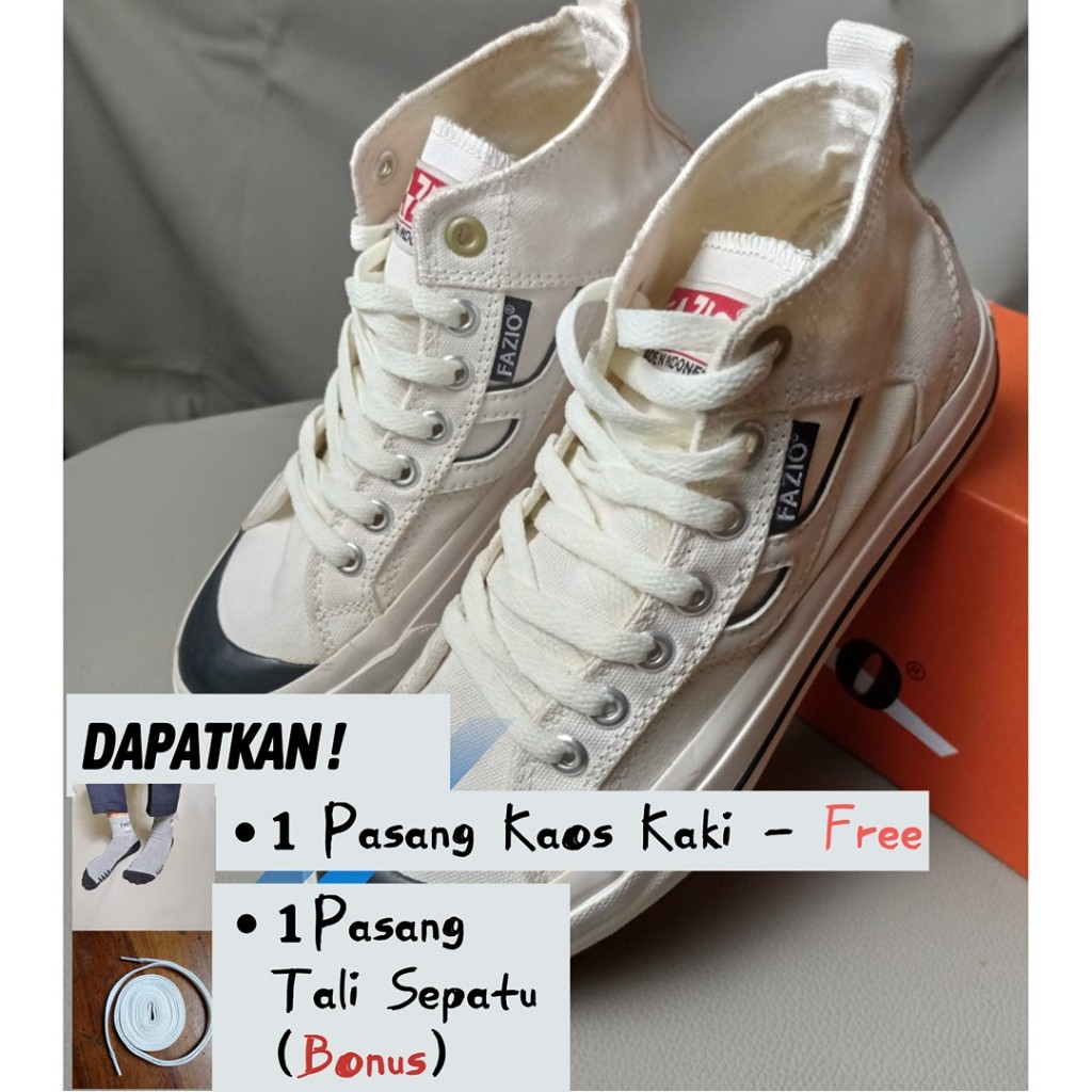 Fazio - Sepatu Unisex Efille High Off White Sneakers Pria Wanita