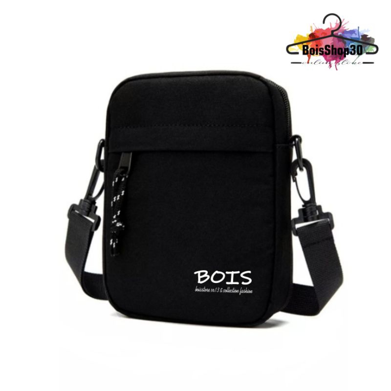 TAS SELEMPANG HITAM POLOS TAS PRIA WANITA TAS MINI SLINGBAG