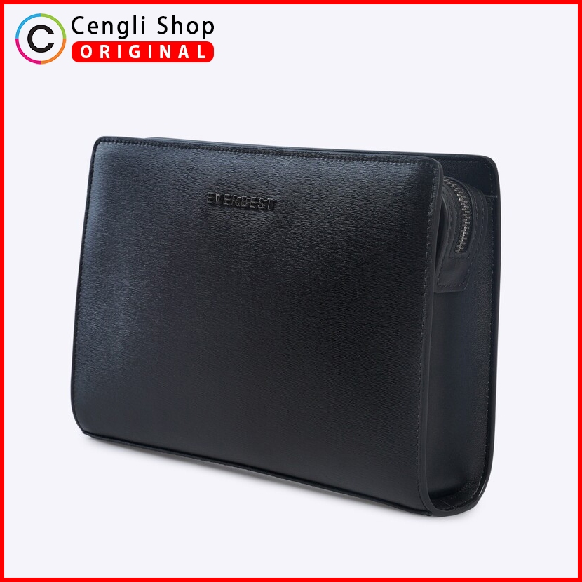 EM10 TAS KECIL PRIA EVERBEST CLUTCH BAG ORIGINAL KULIT ASLI ORI BRANDED HITAM