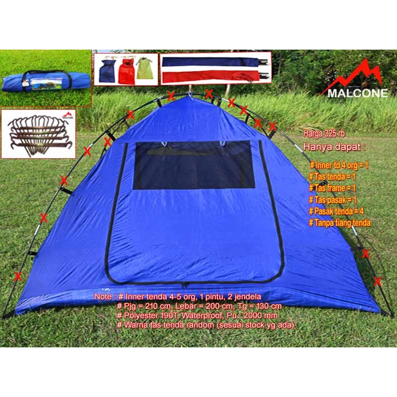 Inner tenda dome 4-5 org (1 pintu 2 Jendela)