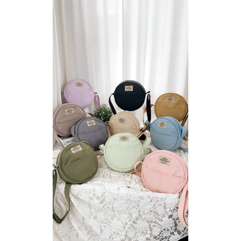 MACARON BAG || tas bulat || round bag || tas slempang || tas slempang wanita || sling bag || canvas 