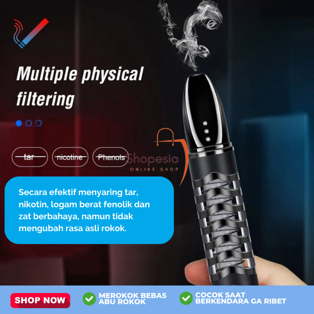 Asbak Mini Portable | Filter Rokok Holder sekaligus Pemantik Api Rokok | Korek Api Elektrik Sekaligu