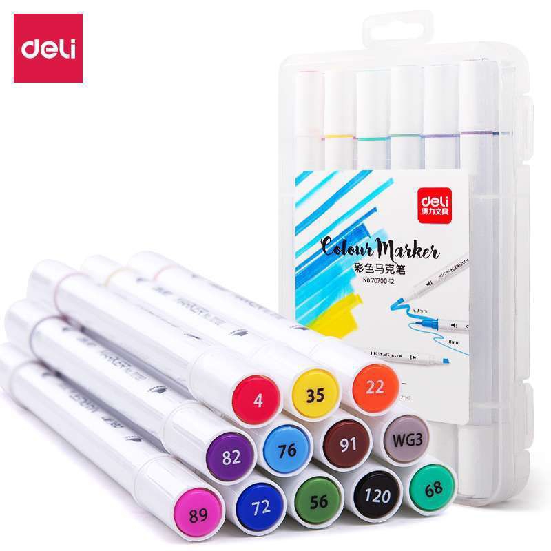 

Deli spidol 60warna dengan ujung Tip ganda Desain profesional
