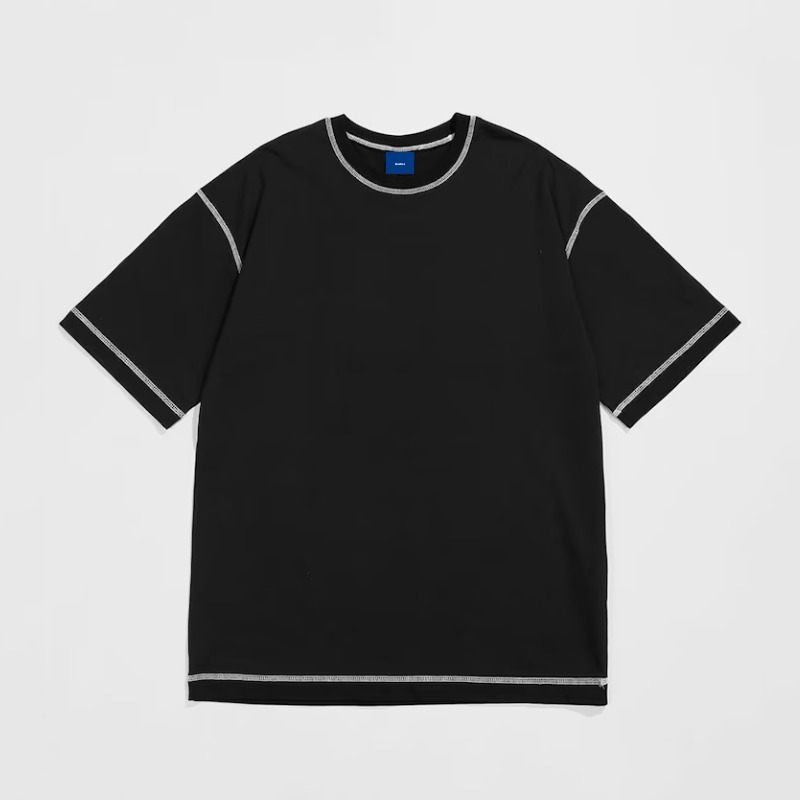 Syndrome™ T-shirt Kaos Polos Oversize Jahitan Luar - Hitam