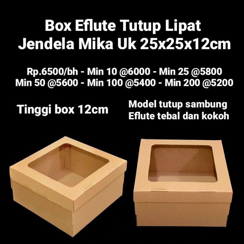 

Box Eflute Tutup Lipat Jendela Mika Ukuran 25x25x12cm