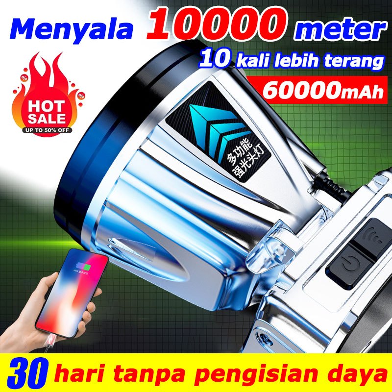 Senter Kepala 100 Watt 【Tidak perlu mengisi daya selama 30 hari】 Senter kepala tahan lama 50 jam Sen