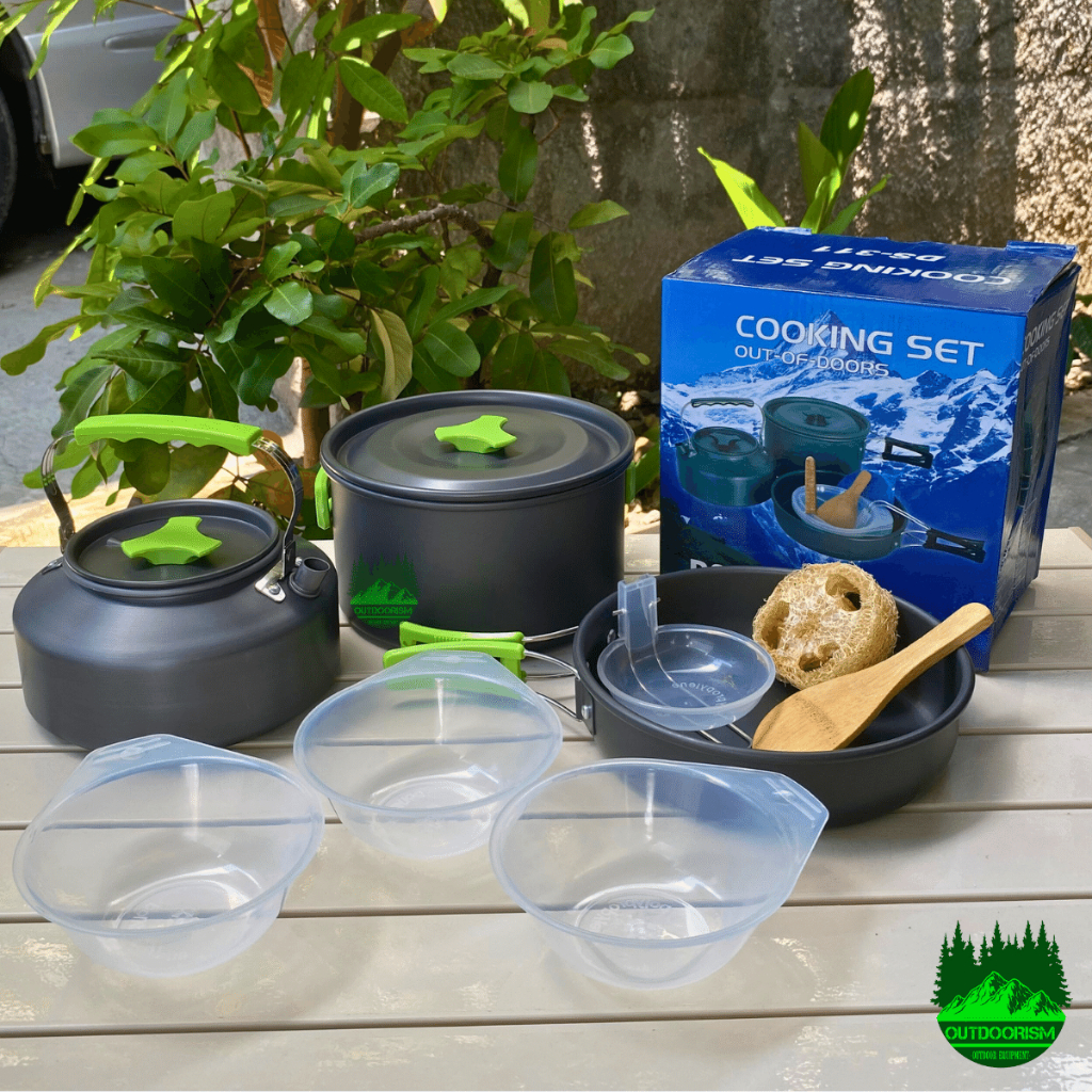 Alat Masak Camping Portable Cooking Set Nesting Outdoor DS 308 dengan Teko LWY