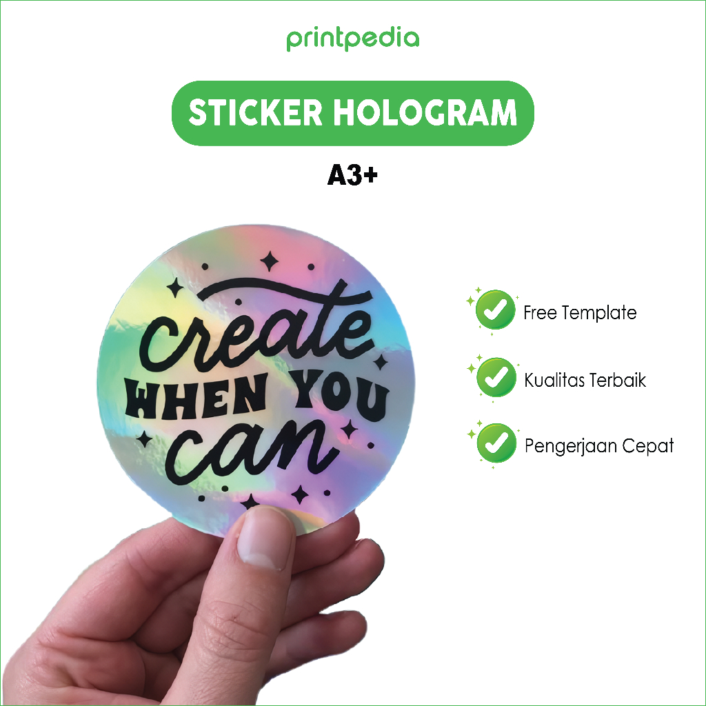 

Cetak Sticker Hologram / Stiker Rainbow Hologram A3+ Custom Anti Air