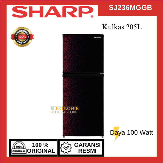 SHARP KULKAS 2 PINTU SJ236MGGR 205 L/SJ-236MGGR/SJ 236MGGR/SHARP KULKAS 2 PINTU/KULKAS LOW WATT/SHARP KULKAS 2 PINTU 205L MURAH ORIGINAL BERGARANSI