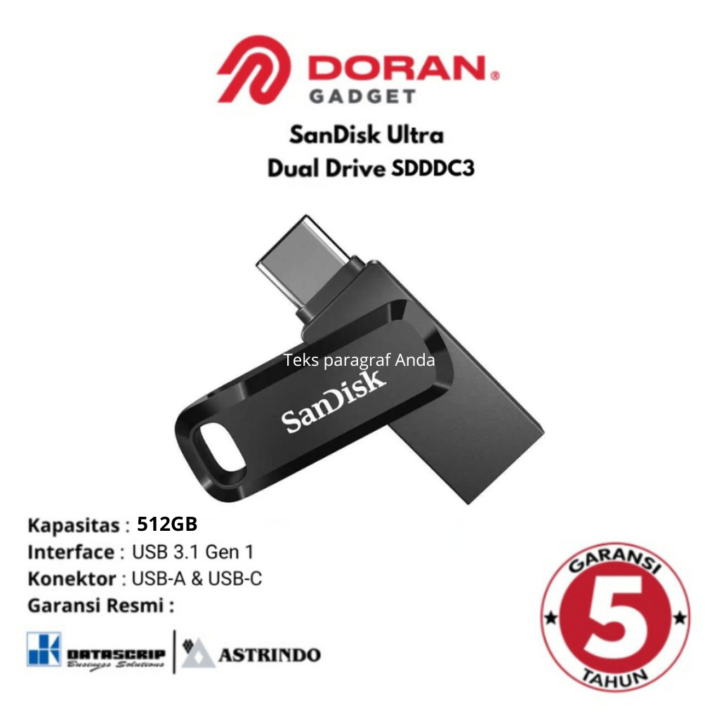 Sandisk Dual Drive SDDDC3 512GB 512 GB Flashdisk OTG Type C Original Flash Disk Garansi Resmi