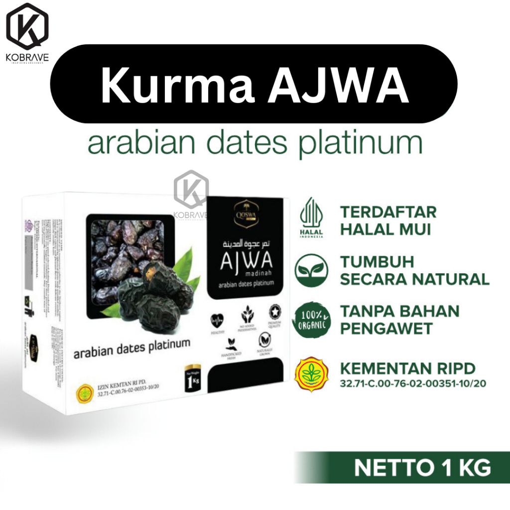 

Qoswa Kurma Ajwa 500 1Kg Asli 100% Original Premium Korma Nabi