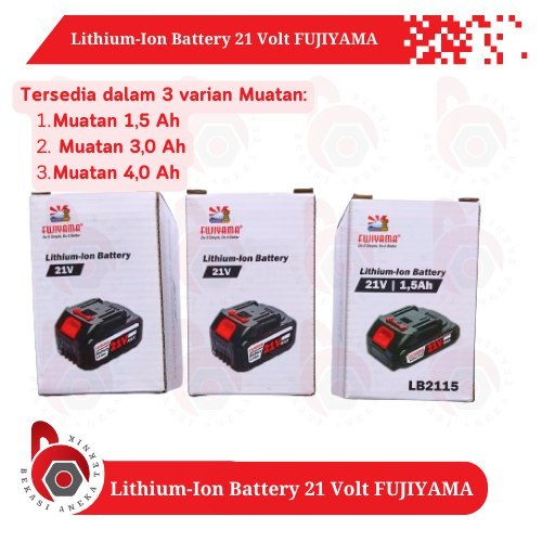 Batrai Bor Tanpa Kabel 21V Lithium-Ion Battery  FUJIYAMA Baterai Bor Cordless Powertool 21V