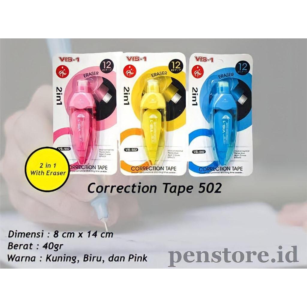 

(pcs) Stipo dan Penghapus VIS-1 (2in1) VS-502 12m / Correction Tape / Tipe X kertas