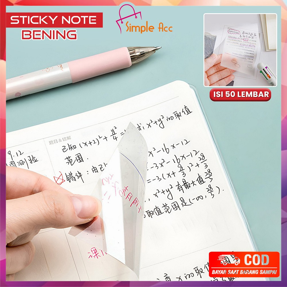 

DO-A87 Sticky Note Transparan Isi 50 Lembar Waterproof Serbaguna Untuk Kantor Sekolah / Kertas Memo Tahan Air / Memo Kertas Tempel Anti Air / Label Stickers Catatan Bening