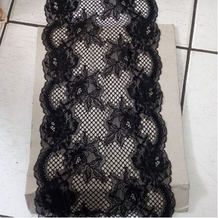 Renda karet elastis/ renda strech besar lebar 15cm - 17cm (harga per meter).