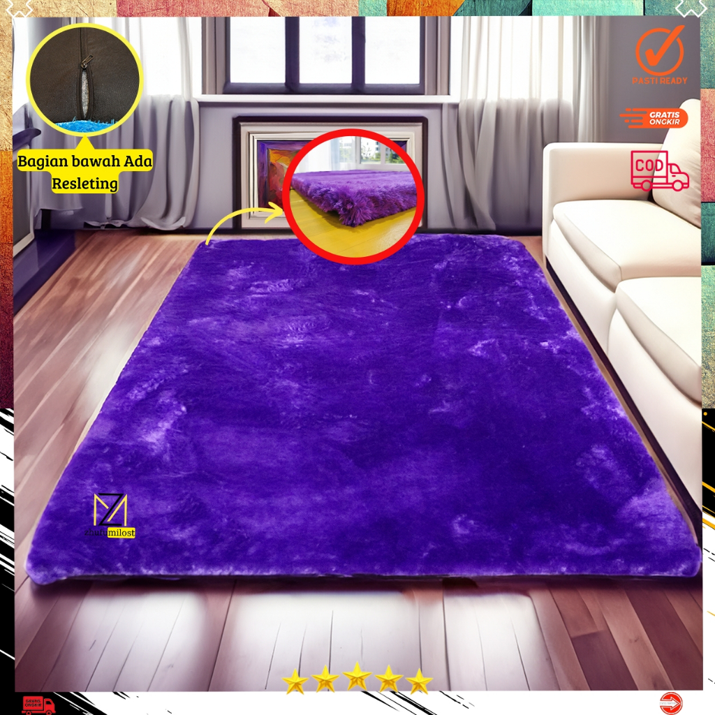 Karpet bulu rasfur ukuran 180X80X3.5CM.