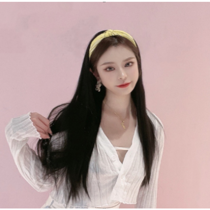 Wig Bando Cantik Wanita Simple Elegan Korean Version Wig Bando Panjang Wanita Hairclip Korea Rambut 