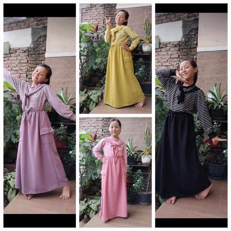 oneset rok anak perempuan tanggung remaja junior 8-13 tahun set rok