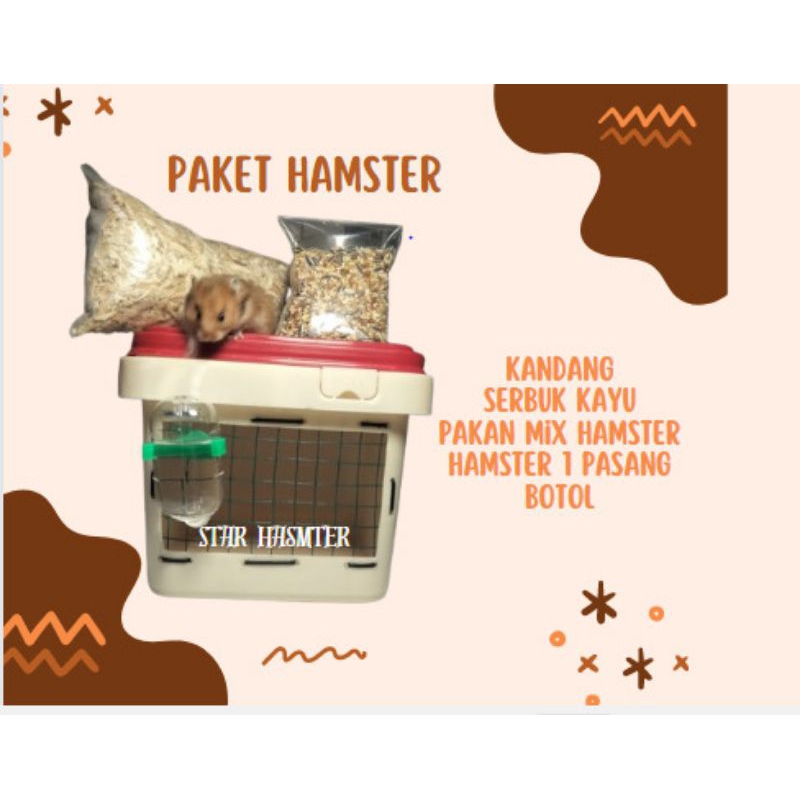 Kandang Hamster (Paket Hamster mix food) - Hamster Sepasang Box Hamster