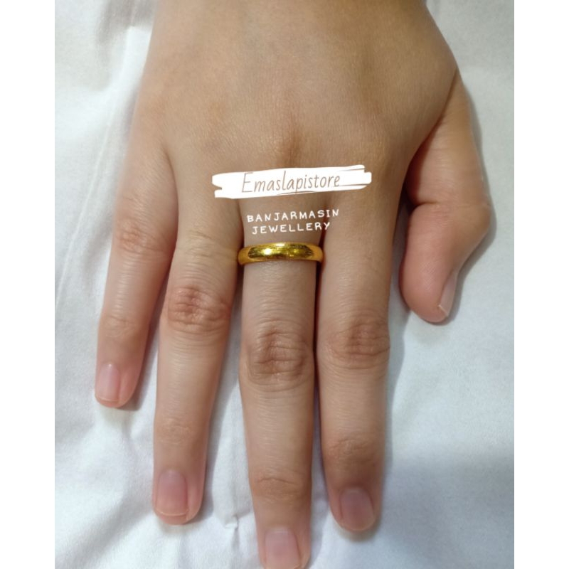 Cincin Super Mini Nikah Polos Lapis Emas 999 Banjar